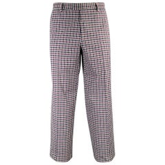 ETRO Taille 36 Purple Navy White Checkered Cotton Blend Zip Fly Dress Pants