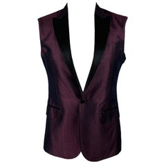 DSQUARED2 Size 38 Purple Black Silk Peak Lapel Vest