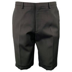 CALVIN KLEIN COLLECTION Size 32 Black Wool Tuxedo Shorts