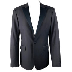 CALVIN KLEIN COLLECTION Size 38 Black Wool Peak Lapel Sport Coat