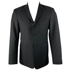 BLACK FLEECE Size 38 Black Wool Notch Lapel Sport Coat