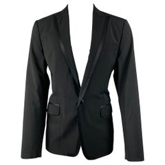 DSQUARED2 Size 40 Black Wool Peak Lapel Sport Coat
