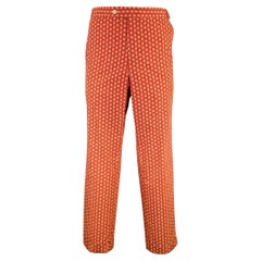 PAUL STUART Taille 34 - Robe à volants géométriques en coton beige bordeaux avec fermeture éclair