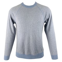 VINCE Size S Light Blue Grey Stripe Cashmere Crew Neck Pullover