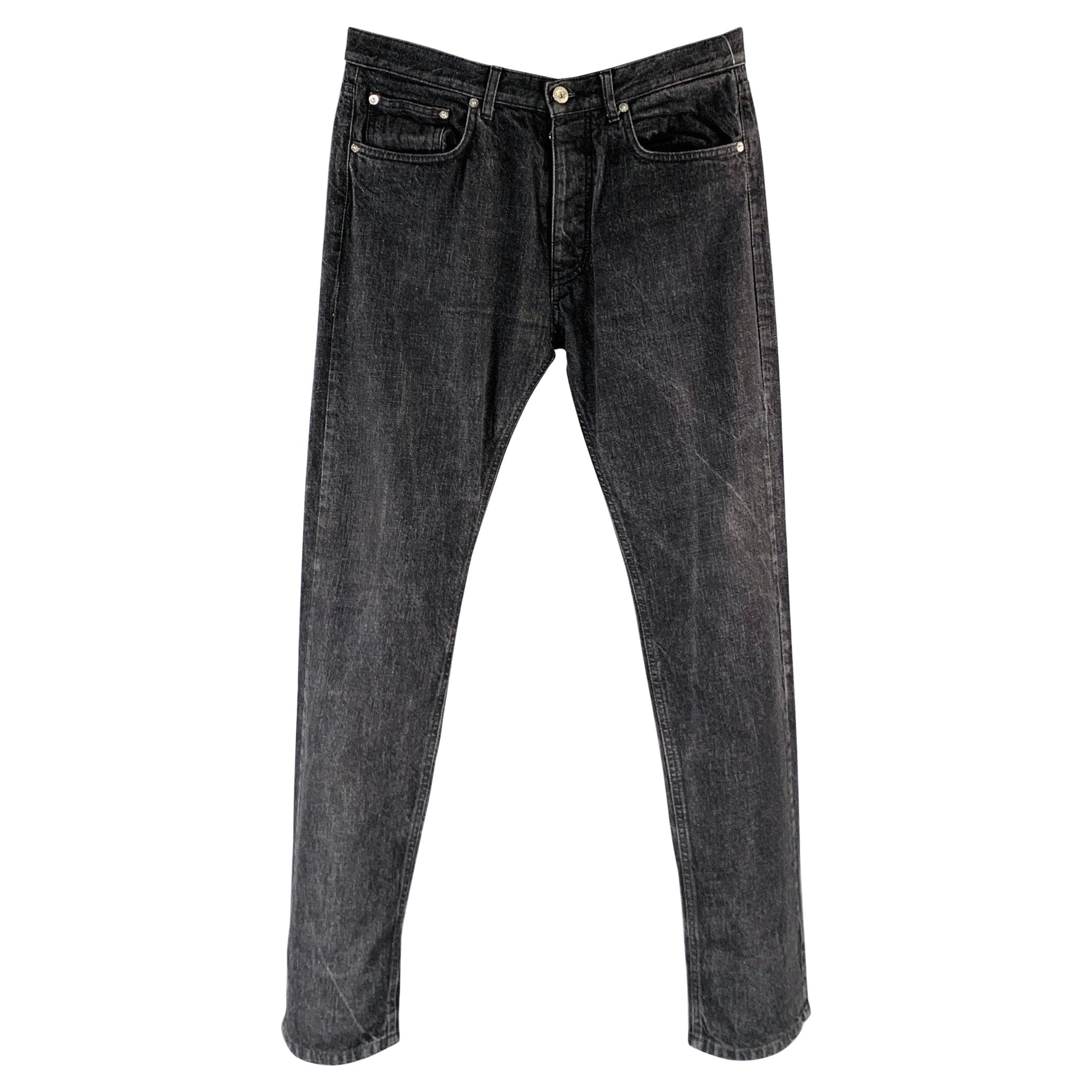 VALENTINO Talla 32 Gris Carbón Algodón Recto Cinco Bolsillos Jeans