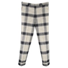 BLACK FLEECE Size 32 Grey White Plaid Wool Button Fly Dress Pants