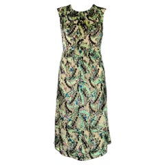 PRADA Size S Green Multi Color Abstract  Floral Sleeveless Cocktail Dress