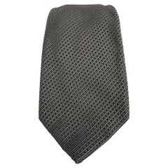JOHN VARVATOS Grey Black Diagonal Stripe Cotton Tie