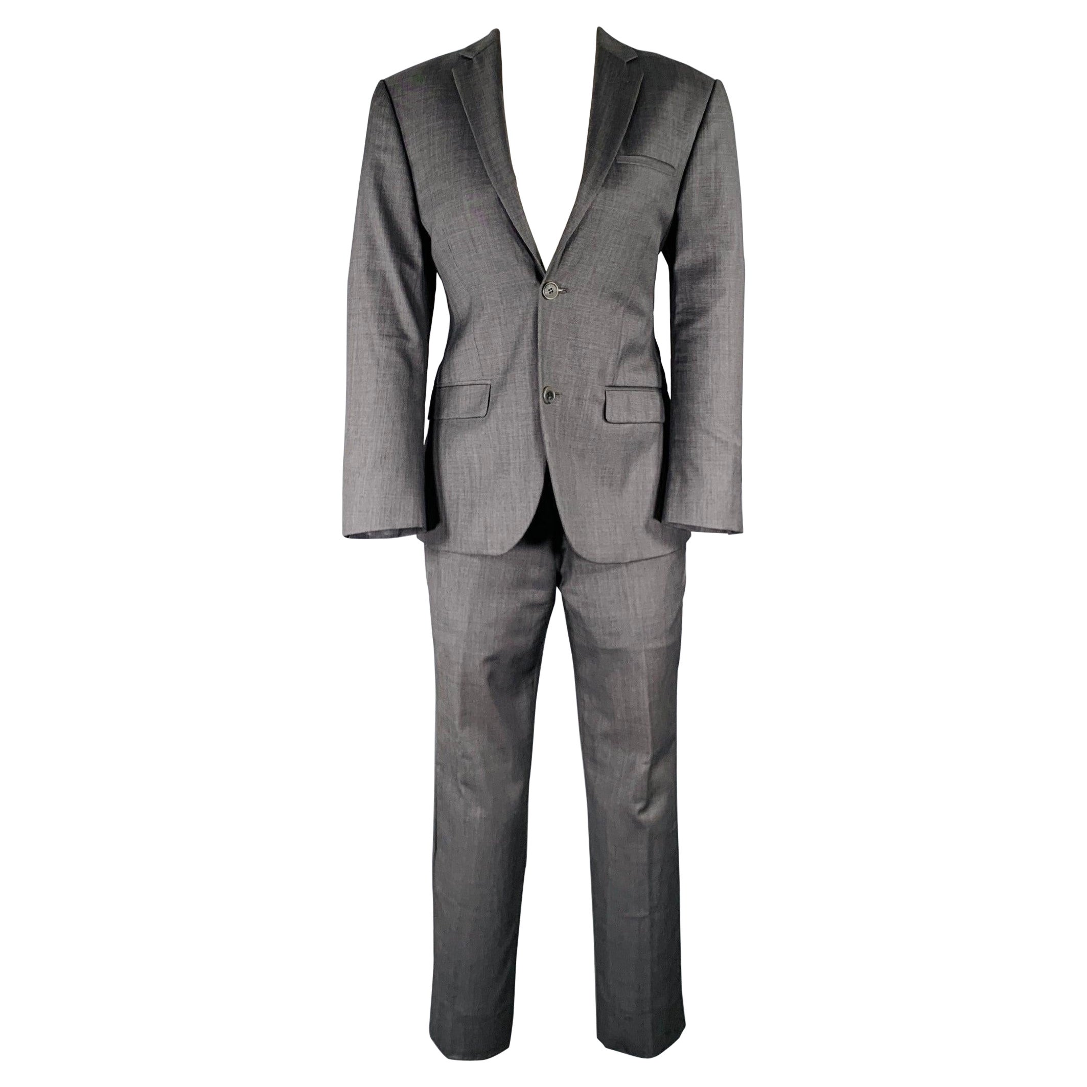 Calvin Klein Collection Taglia 34 Abito in lana grigia con risvolto a tacche in vendita