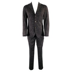 ETRO tailleur à revers en laine imprimé gris anthracite taille 38