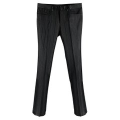 GUCCI Size 32 Black Stripe Cotton Silk Tuxedo Dress Pants