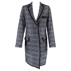 SACAI LUCK Talla M Azul Negro Blanco Bordado Ojal Abrigo