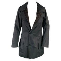 YOHJI YAMAMOTO Größe S Schwarzer Mantel aus Baumwolle mit Neckholder-Revers