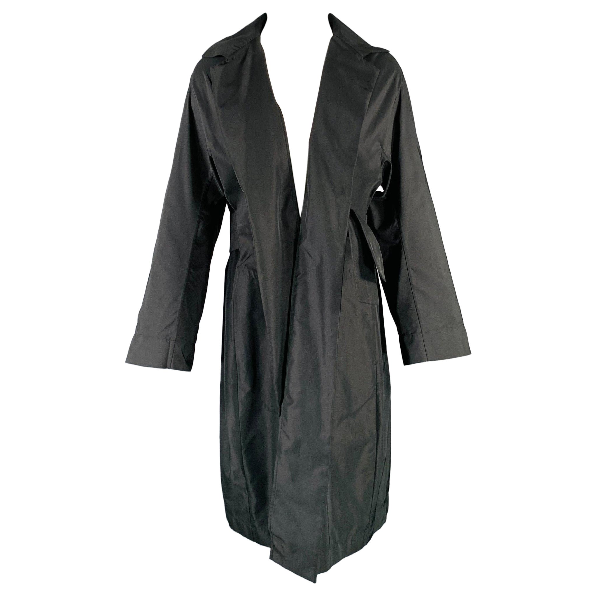 JIL SANDER Manteau ouvert sur le devant en soie polyester noire Taille 4