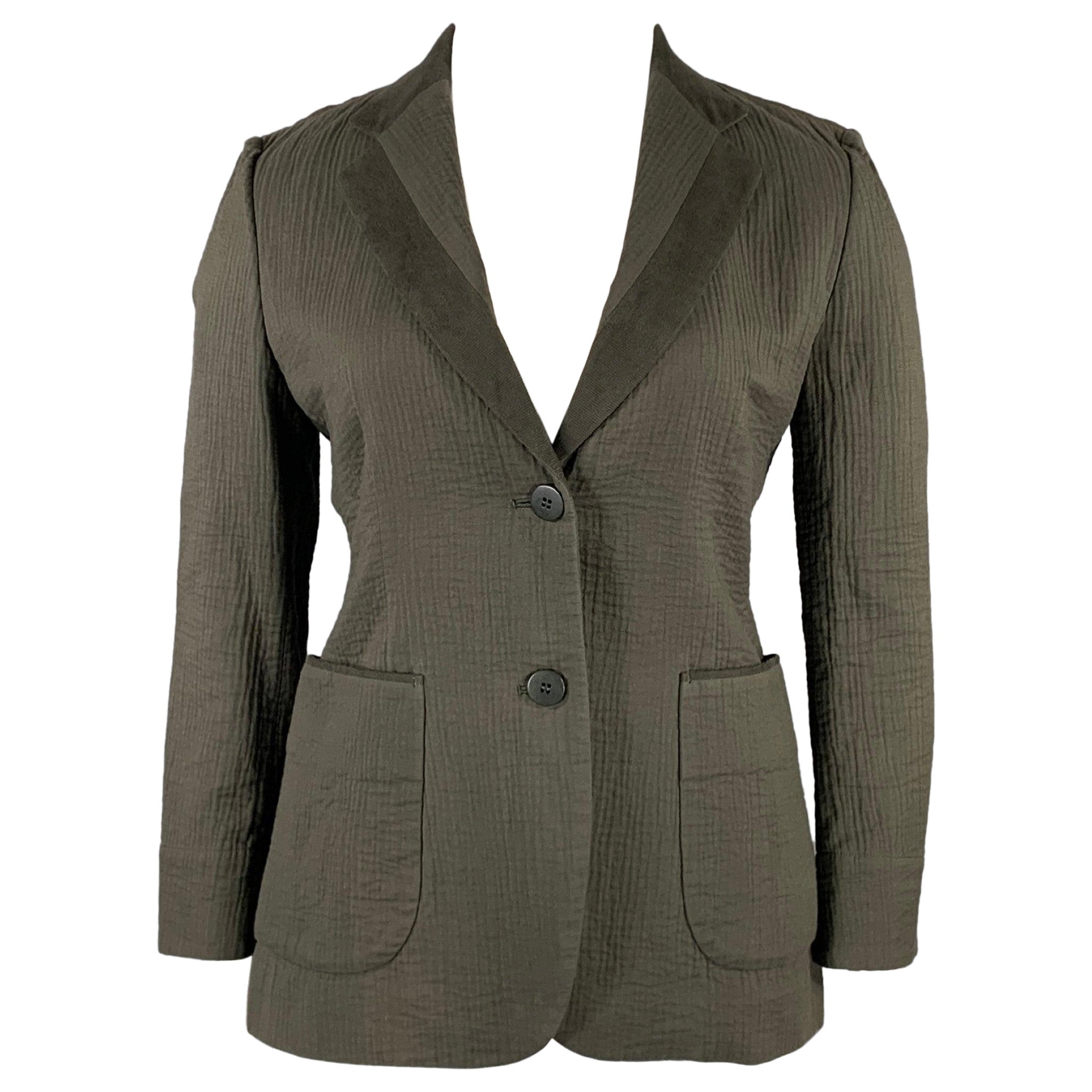 ISSEY MIYAKE Giacca sfoderata in cotone verde oliva Taglia L