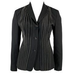 ISSEY MIYAKE Taglia L Blazer plissettato in misto lana bianco e nero