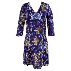 MARNI Size 4 Multi Color Polyester Abstract 3/4 Sleeves Dress