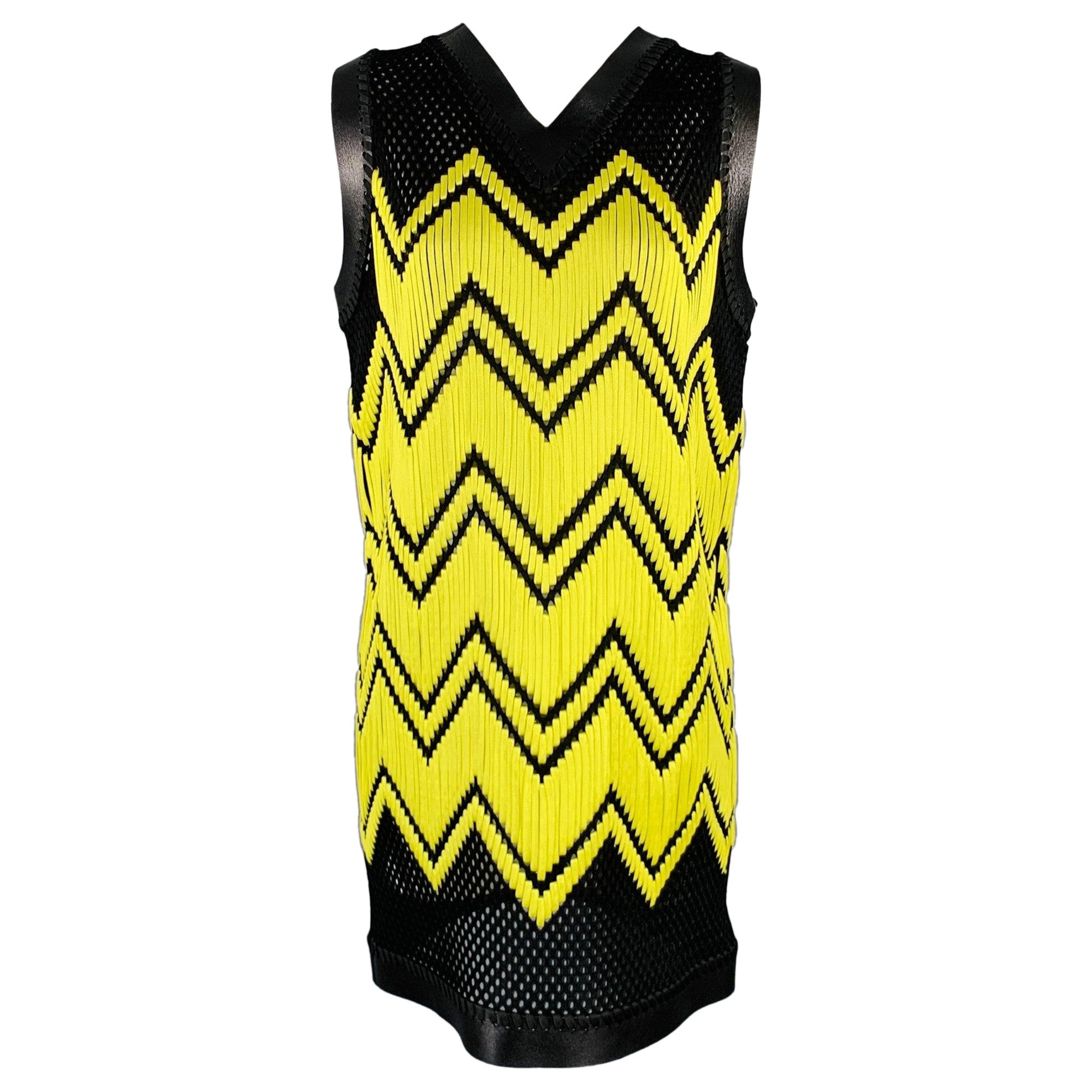 Alexander Wang - Vestito da cocktail in pelle d'agnello intrecciata in poliestere giallo nero