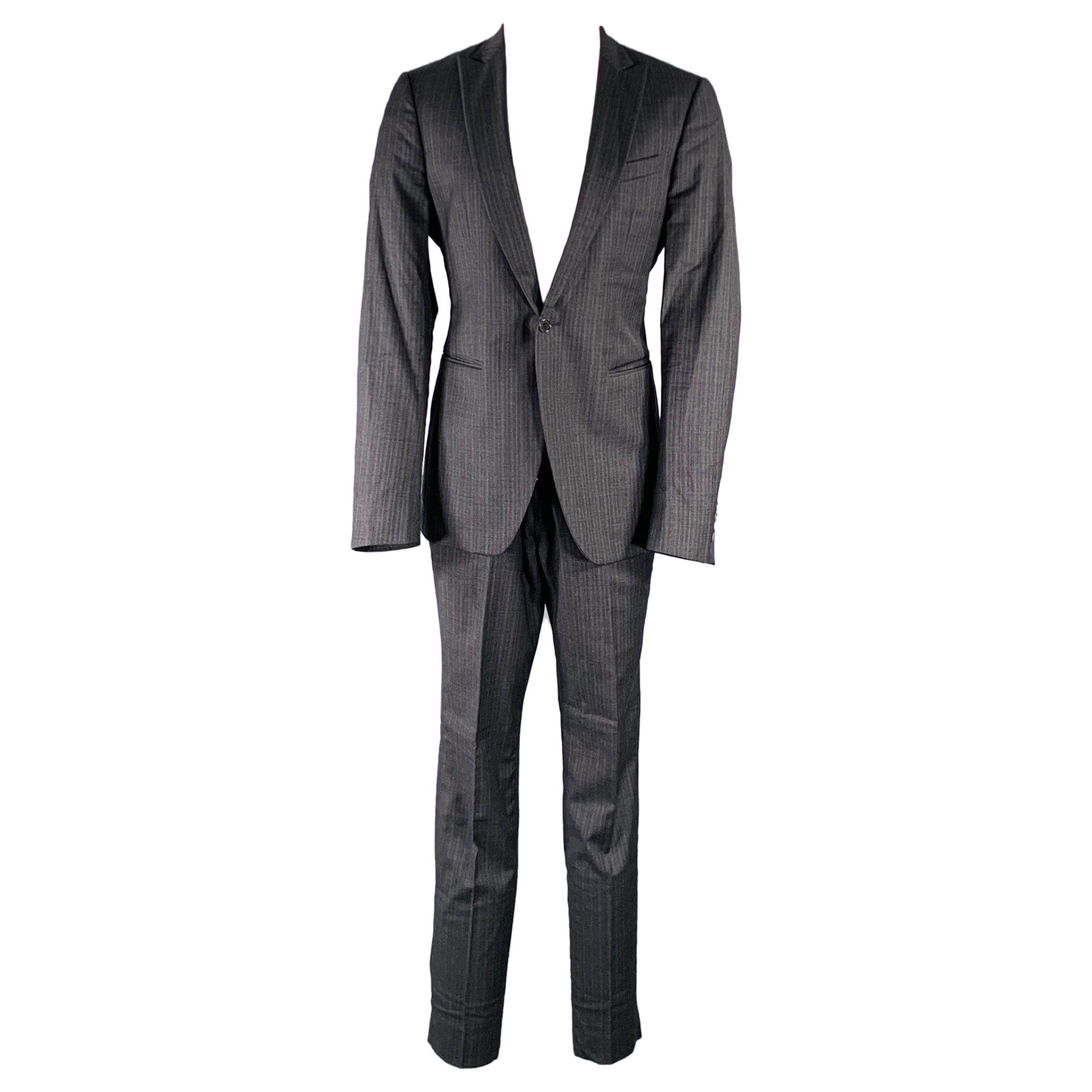 Abito in lana vergine JOHN VARVATOS Taglia 40 Grigio a righe carbone in vendita