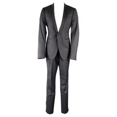 John Varvatos Taille 40 Costume en laine vierge à rayures gris anthracite