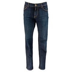 DOLCE & GABBANA Size 36 Indigo Contrast Stitch Cotton Blend Low Rise Jeans