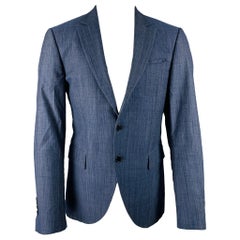 JOHN VARVATOS Abrigo deportivo de mezcla de lana virgen azul gris talla 40