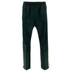 BOTTEGA VENETA Size L Forest Green Off White Wool Blend Casual Pants