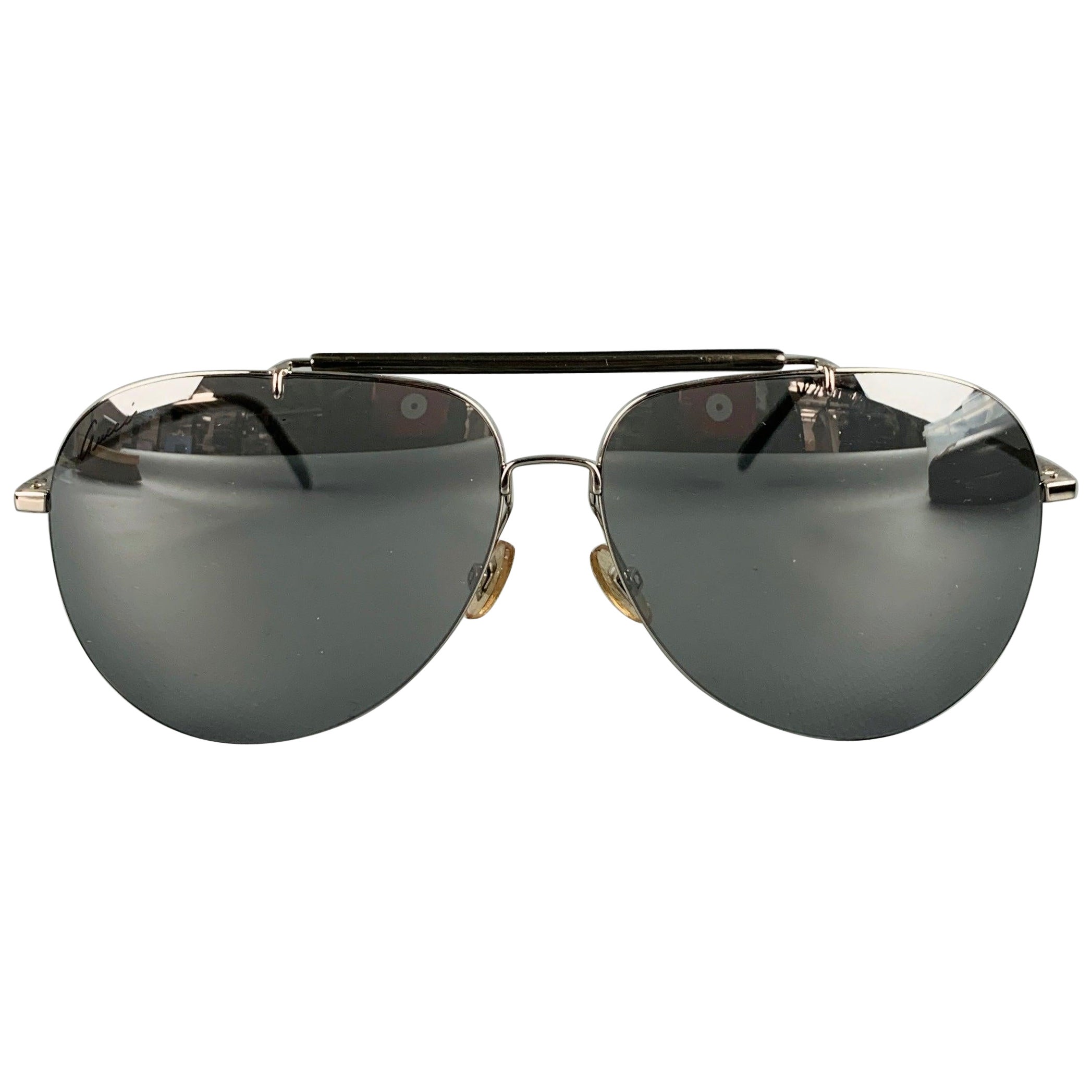 Occhiali da sole Aviator in metallo argentato Gucci