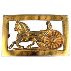 CELINE Gold Metal Equestrian Carriage Belt Buckle