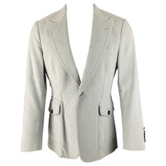 GUCCI Sportmantel aus grauer Kord-Baumwolle mit Spitzenrevers, Größe 40