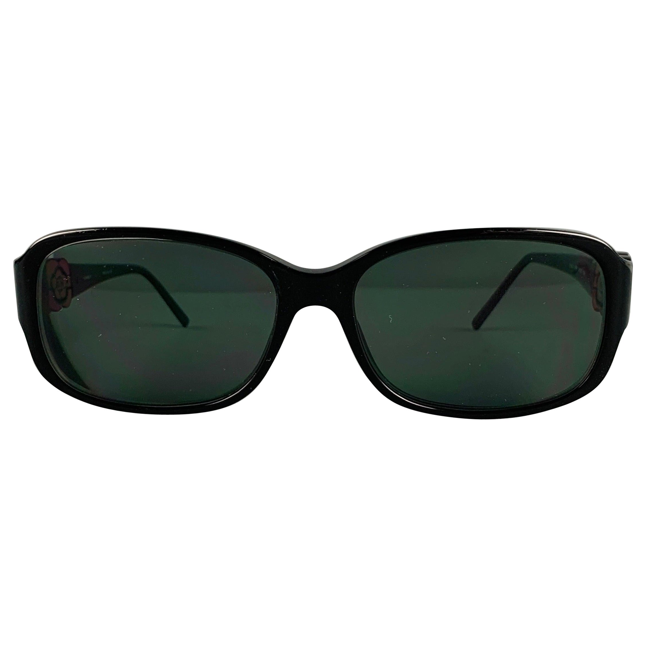 CHANEL Black Red Camellia Sunglasses Frames