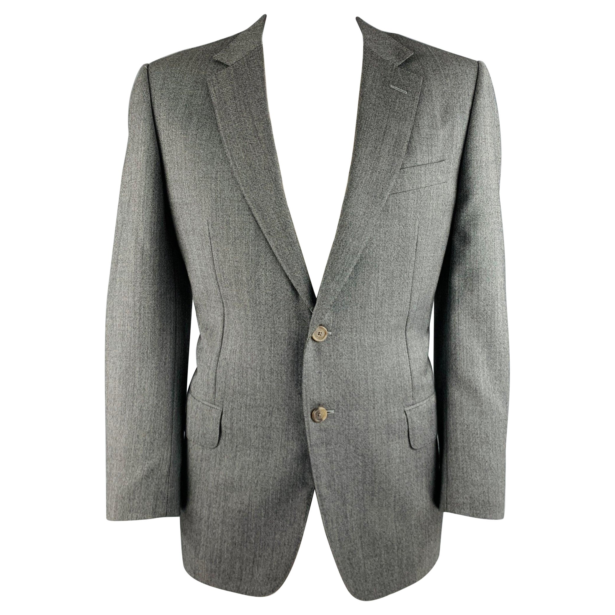 GUCCI Größe 44 Schwarz Grauer einreihiger Sportmantel aus Wolle und Mohair mit Nagelkopf im Angebot