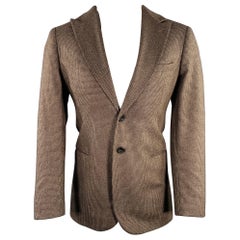 GIORGIO ARMANI Talla 38 Marrón Beige Woven Peak Lapel Sport Coat