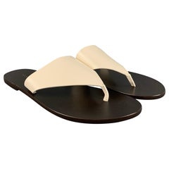 THE ROW Size 7.5 Cream Brown Leather Thong Sandals