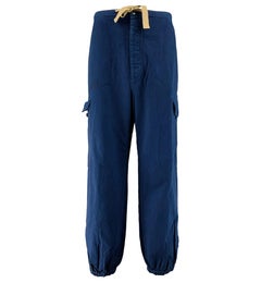 Gucci Taglia XL Cotone Navy Tasche Grandi Coulisse Pantaloni Casual