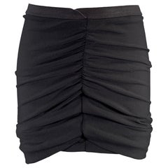 RICK OWENS Größe 2 Schwarz Nylon Eastane geraffter asymmetrischer Minirock