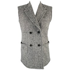 THOM BROWNE Größe 0 Schwarz Grau Wolle Mohair Donegal Weste