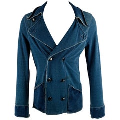 Kapital Size S Navy Linen Blend Double Breasted Jacket (veste à double boutonnage en lin mélangé)