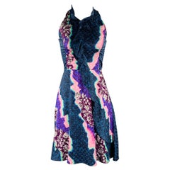PETER PILOTTO Size 2 Blue Multi Color Floral Halter Dress