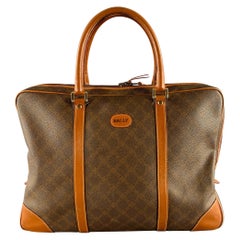 BALLY Brown Tan Monogram beschichtetes Segeltuch Leder Aktentasche