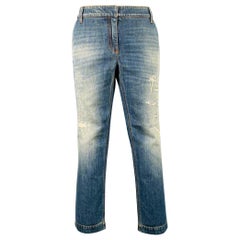 DOLCE & GABBANA Size M Blue Cotton Distressed Cropped Jeans