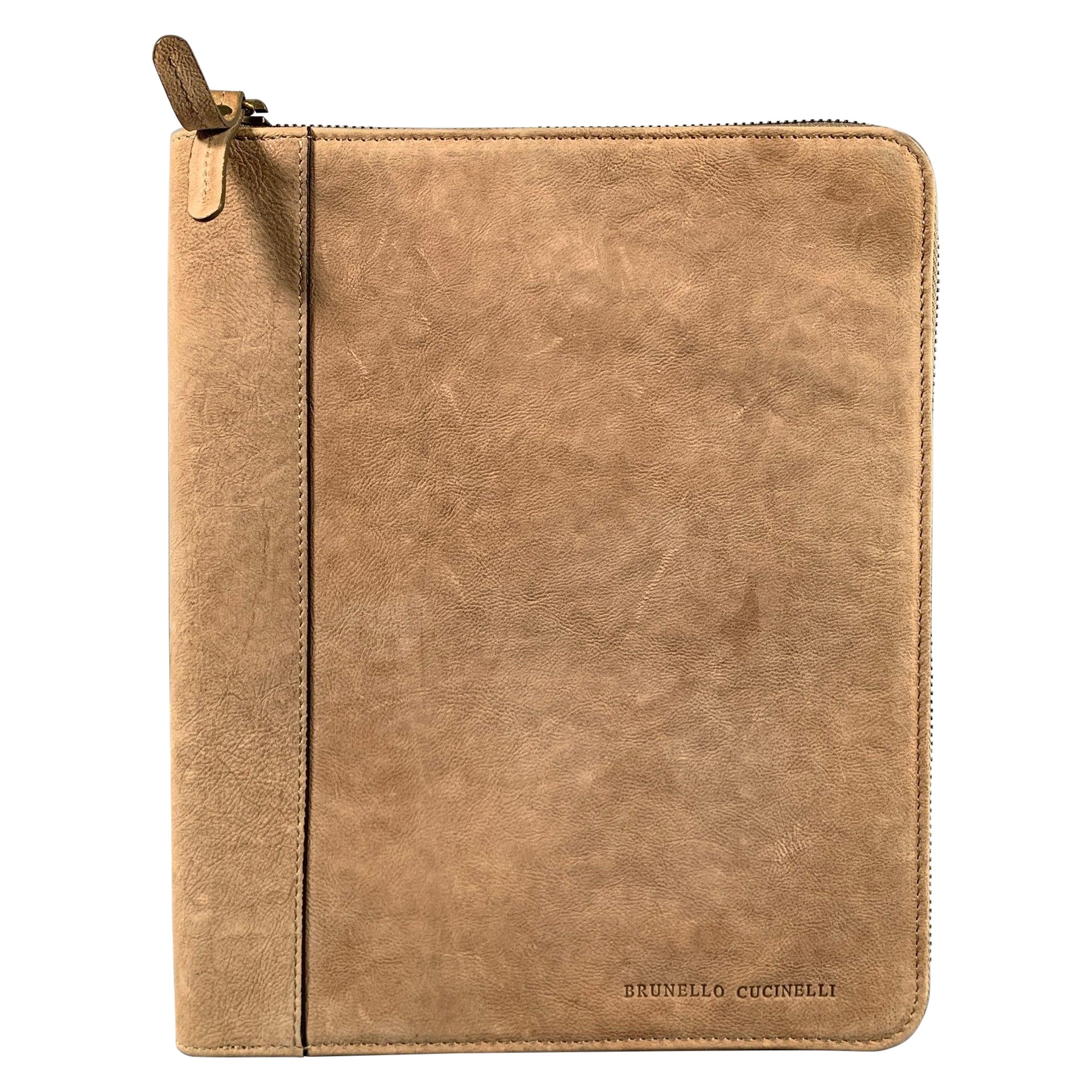 BRUNELLO CUCINELLI Taupe Leather iPad Case Leather Goods