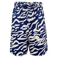 Prabal Gurung Taglia M Bermuda grafici con linee blu e bianche