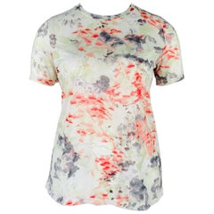 PRABAL GURUNG Größe L Mehrfarbiges rosa Polyester-T-Shirt mit Blumenmuster aus Polyester