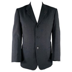 Yohji Yamamoto Taglia XL Cappotto sportivo in lana grigio con stitch a contrasto