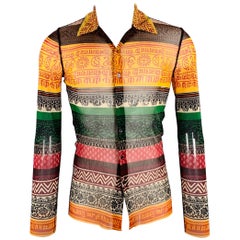 Chemise à manches longues Jean-Paul Gaultier, taille M, imprimé multicolore en maille polyamide