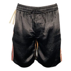 GUCCI Talla 28 Gold Black Stripe Joggers Shorts de acetato