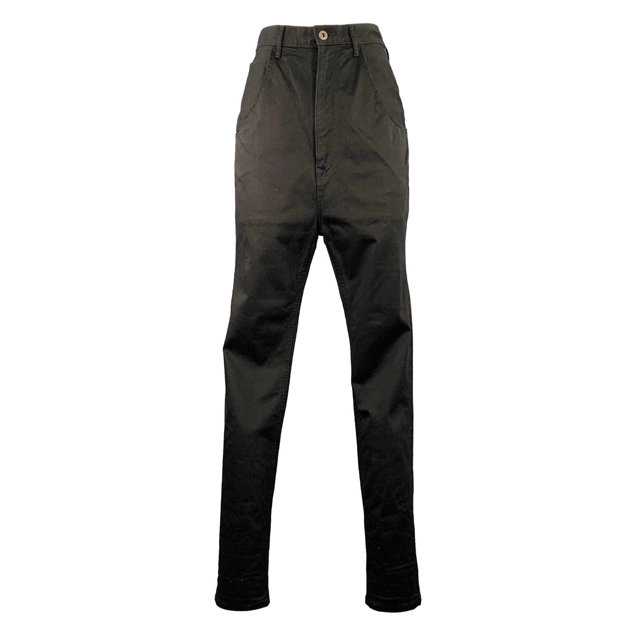 KAPITAL Size S Black Cotton Polyurethane Drop Crotch Casual Pants For Sale