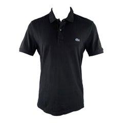 LACOSTE Taille M Polo demi-patte en coton noir