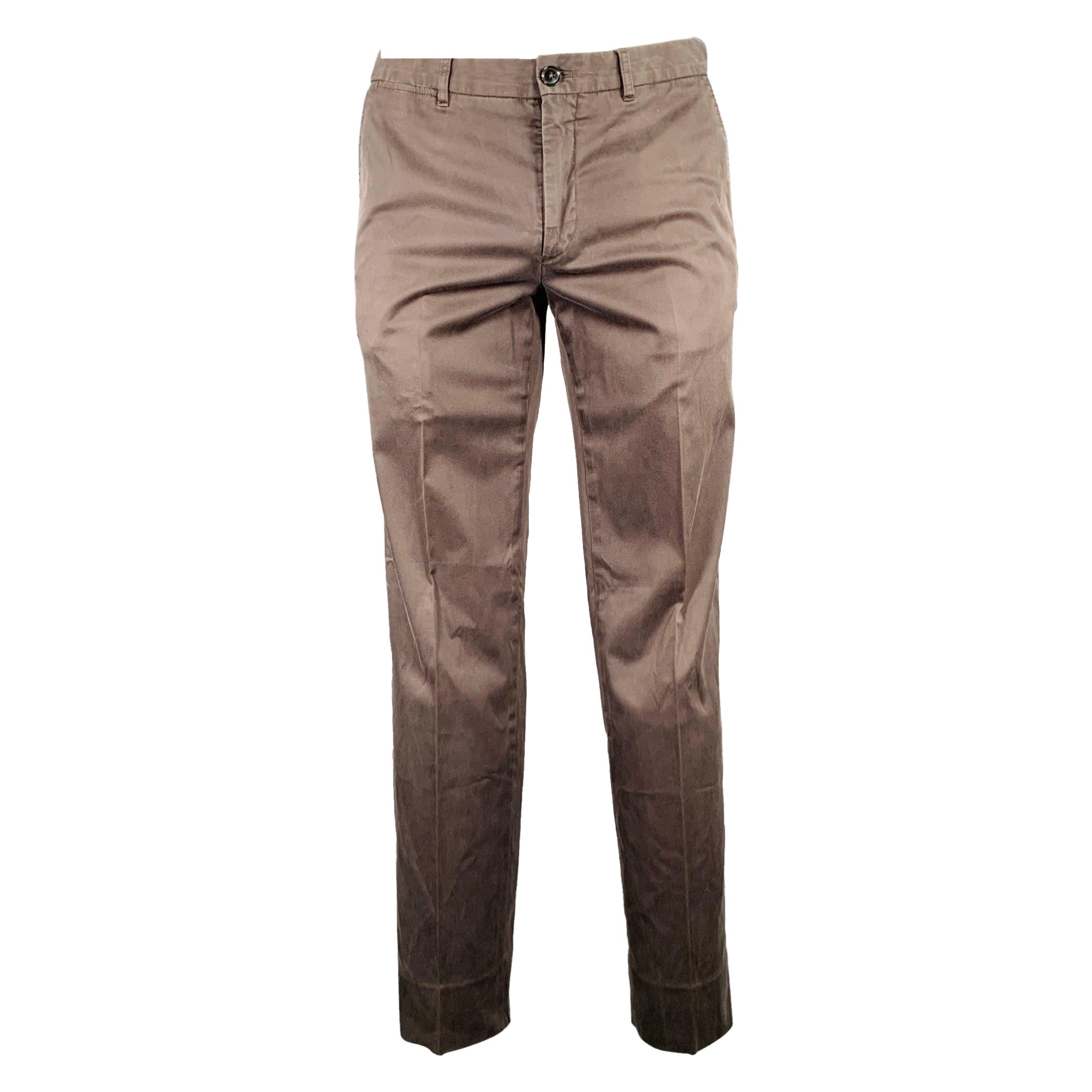 Ermenegildo Zegna Taille 34 Pantalon décontracté en coton mélangé gris et brun